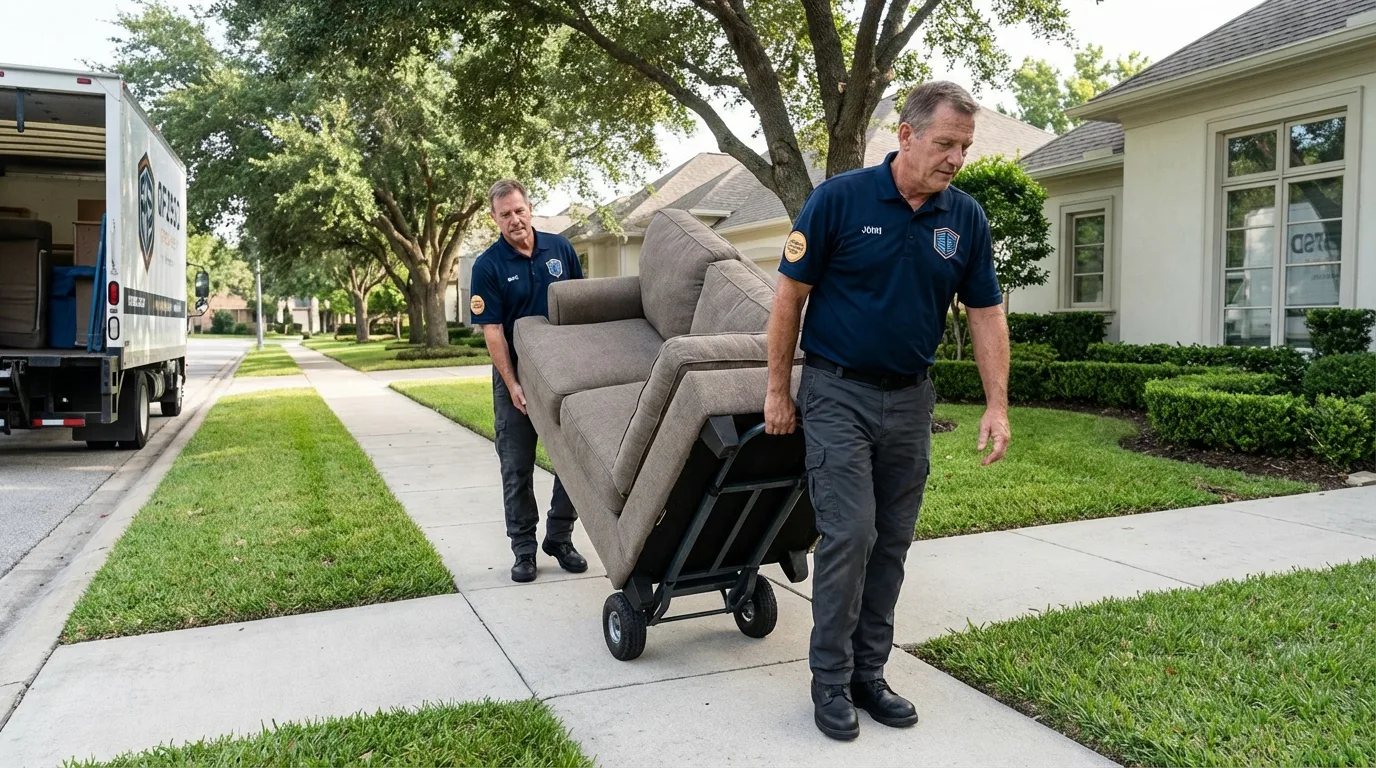 Local residential moving crew loading furniture in Bellerose, NY